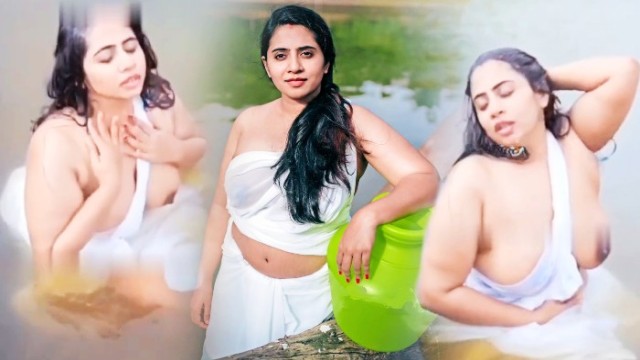 Nila Nambiar Bathing in Pond Showing Her Boobs